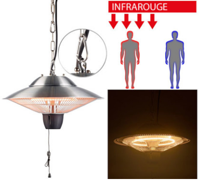 Chauffage radiant à suspendre - Semptec - 1500 W - Intensité réglable pour espaces extérieurs couverts_1