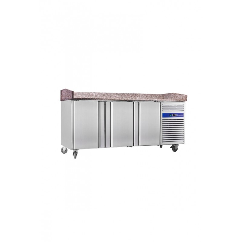 Table à pizza réfrigérée 3 portes - Plan en granit - Marque Cuistance - Réf PZ3600_1