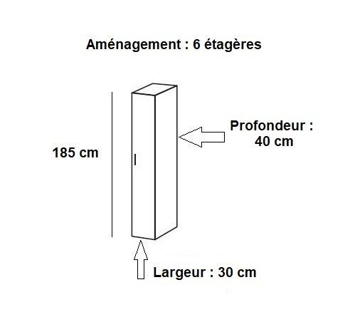 Colonne de rangement LUND 1 porte - Chêne naturel - 30 x 40 cm - 6 étagères - H185 cm_1
