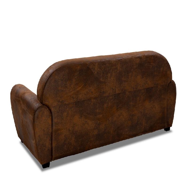 Canapé fixe Club 2 places en microfibre vintage marron - Design anglais et fabrication italienne_1
