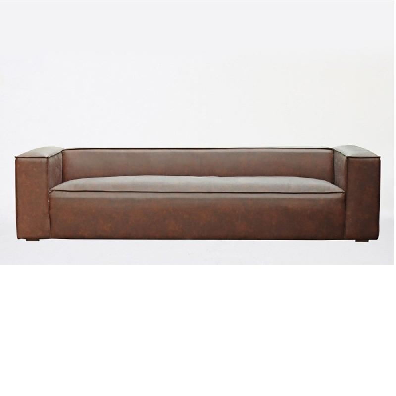 Canapé Hazou marron foncé 4 places - design chic avec manchettes généreuses et coutures élégantes_1