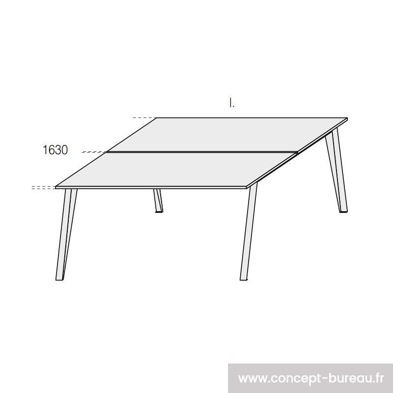 Danjoux - Bureau open space pour 2 personnes - Design épuré et plateau bois mélaminé_1