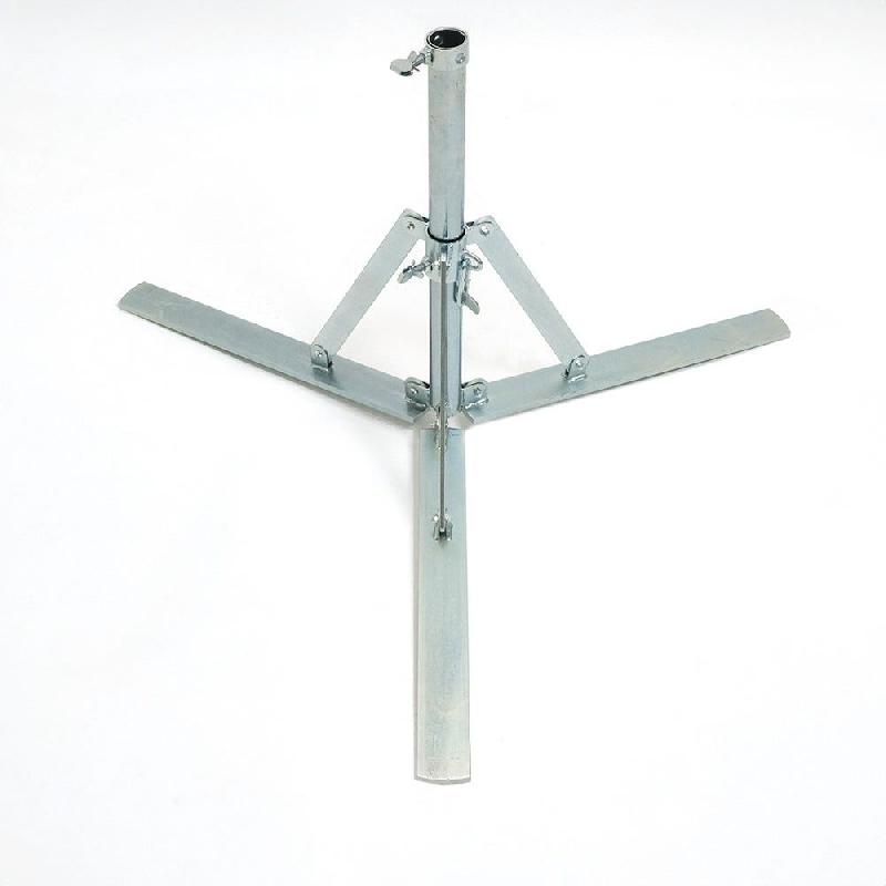 Pied de parasol plat lourd 11kg - Finition zinguée - Base tripode - Compatible mâts 3,6cm_1