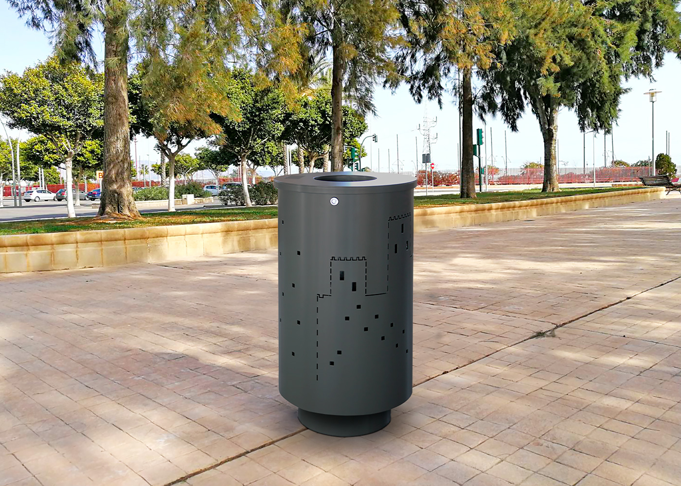 Poubelle publique Mid PA688PE - acier zingué avec seau intérieur galvanisé_1