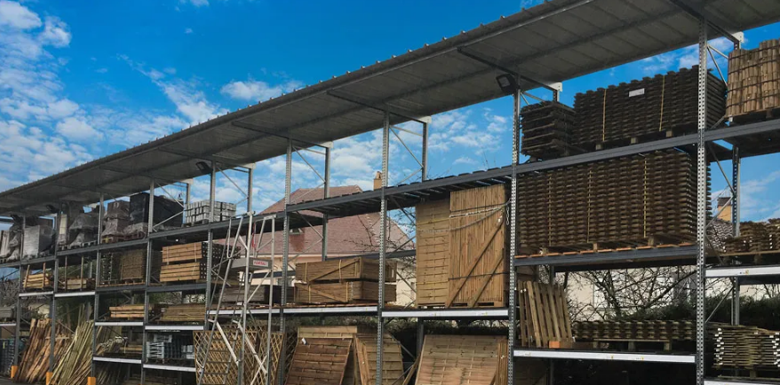 Rack à palettes pour extérieur - avec toiture - stockage de produits finis, matières premières ou marchandises dangereuses_0
