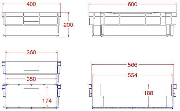 Bac plastique gerbable et emboîtable BBI604020 - 600x400x200 mm - 37L - Fond plein et parois ajourées_1