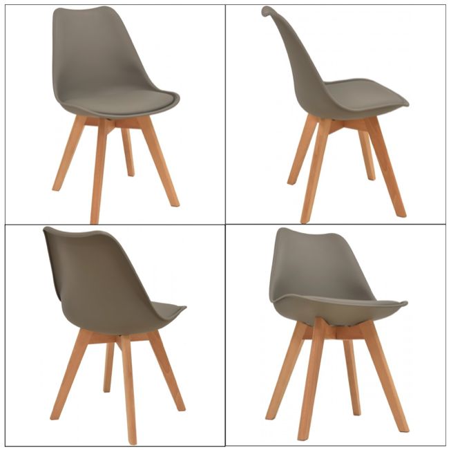 Chaise de restaurant - Design scandinave en bois de hêtre, coque en polyuréthane et coussin en simili cuir_1