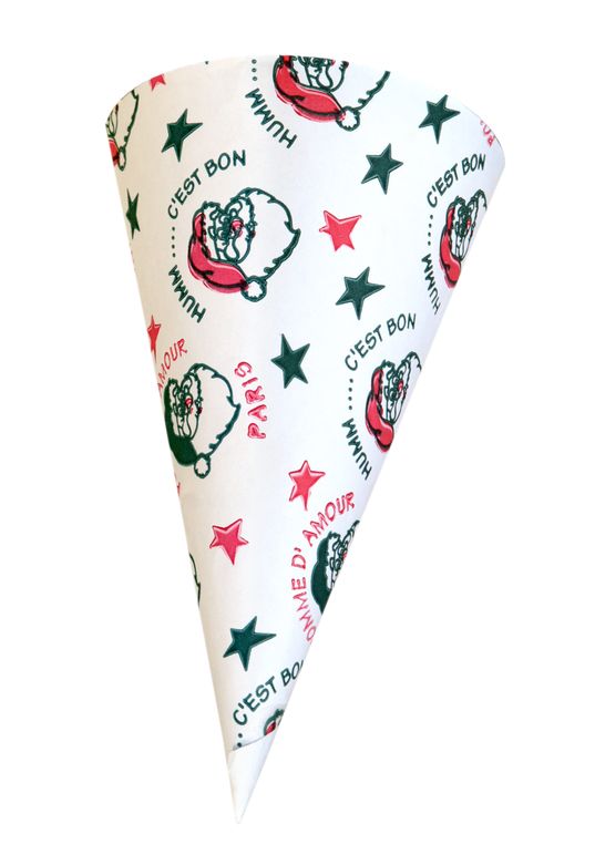 Cônes en papier pour pop corn - Préformés avec visuel vintage Pomme d'amour - 250 ou 2 500 unités_1