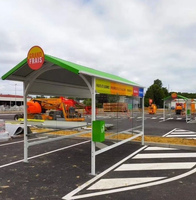 Abri pour chariot avec toiture à doubles pentes - Profondeur 2330mm x l4350mm x h2555mm - GF 2 - Le temple du mobilier_1