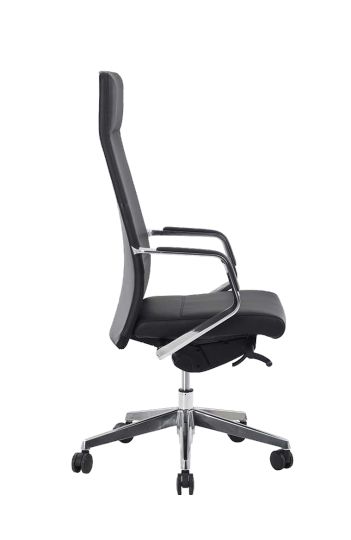 Fauteuil de bureau direction - président - AMORY - mécanisme synchrone, simili cuir noir, aluminium poli_1