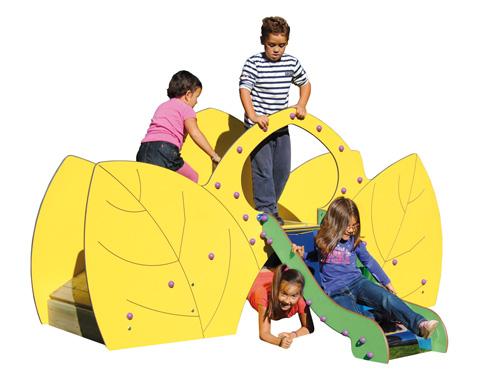 Jeu feuille 1 à 6 ans - Aire de jeux inclusif en bois traité autoclave - Toboggan et surface d'impact de 21,82 m2_1