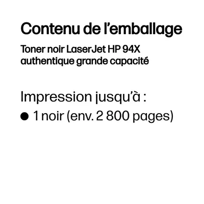 Toner noir LaserJet HP 94X authentique grande capacité_1