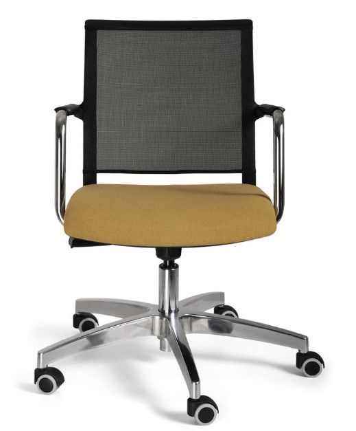 Passo - Chaise de bureau ergonomique - Sitis - Base en acier et polyester - Dossier résille noire - Piètement aluminium poli_1