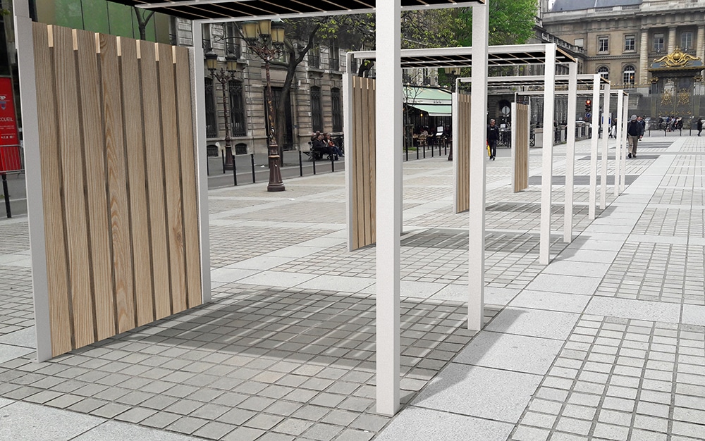 Abri bus Nut - structure en acier et bardage en bois - 214 x 160 cm - bois mélèze et acier galvanisé_1