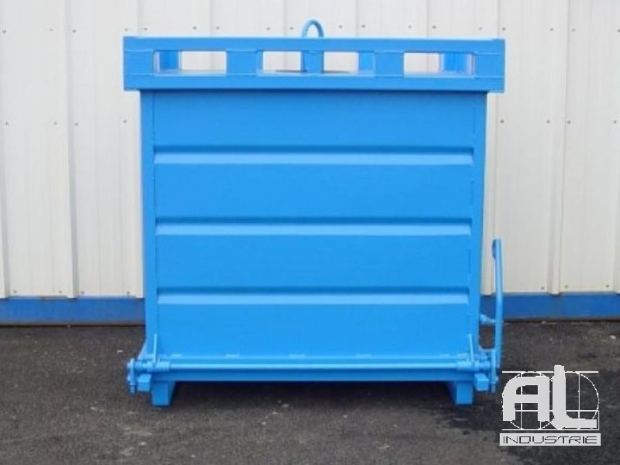 Benne à fond ouvrant - AL Industrie - 2000L - Commande par levier et gerbable_1