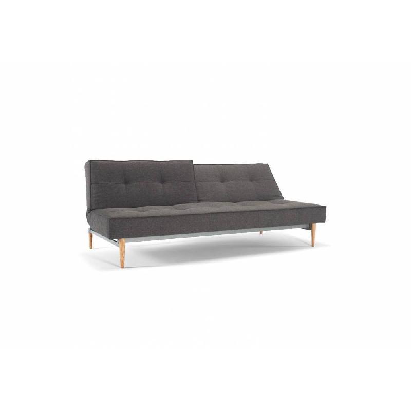 Innovation Living - Canapé-lit Splitback Styletto avec pieds en chêne naturel - Convertible 115x210 cm - Tissu Flashtex Dark Grey_1