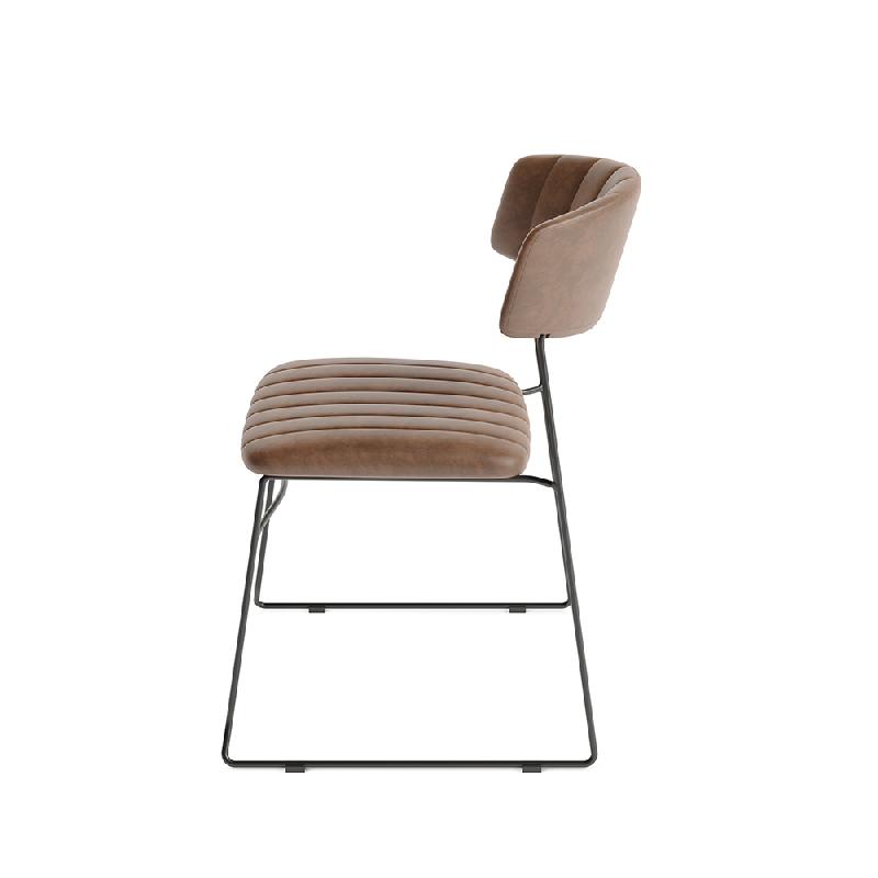 Mundo - Chaise empilable en simili cuir cognac_1