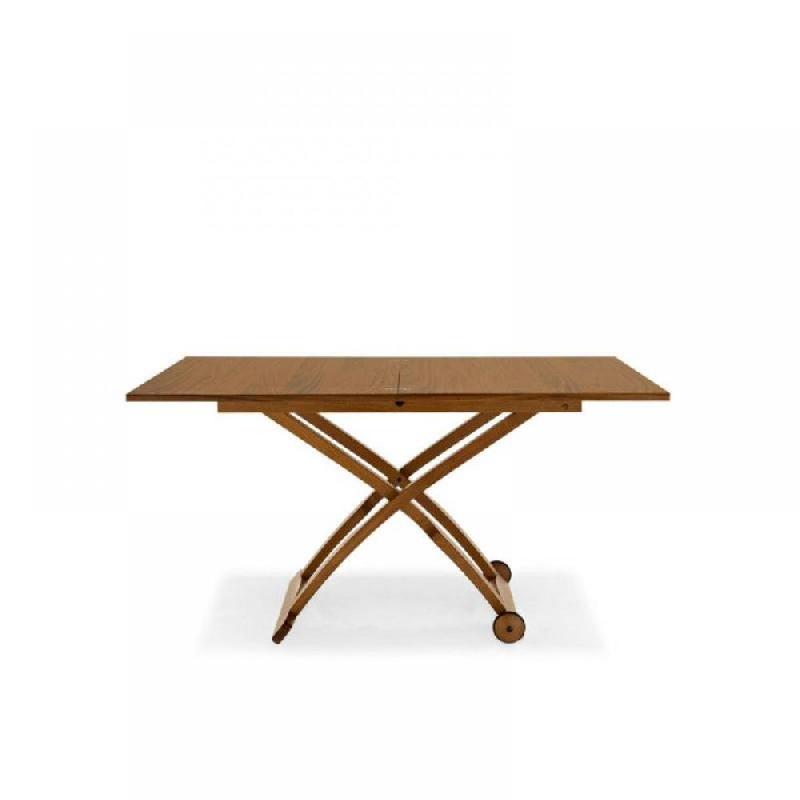 Table basse relevable extensible Mascotte - coloris noyer, plateau MDF plaqué chêne, design élégant_1
