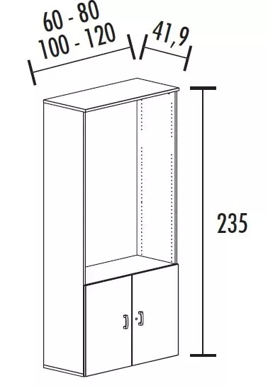 Armoire combiné portes battantes en mélaminé avec serrure - 4 étagères - haut. 235 cm (4 largeurs au choix) So Madrid_1