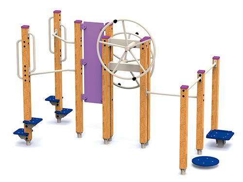 Circuit Vital Groupe A - Parcours sportif en bois lamellé-collé, polyéthylène antidérapant et acier peint, dimensions 3,25 x 1,89 x 2,09 m_1