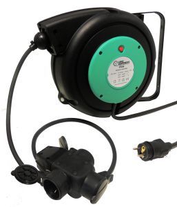 Enrouleur électrique à rappel automatique à ressort - 10m - Câble H07RN-F 3G1,5 mm² - Protection thermique - IP42 - P506_1