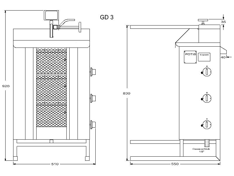Machine à kebab gaz GD3 POTIS_1