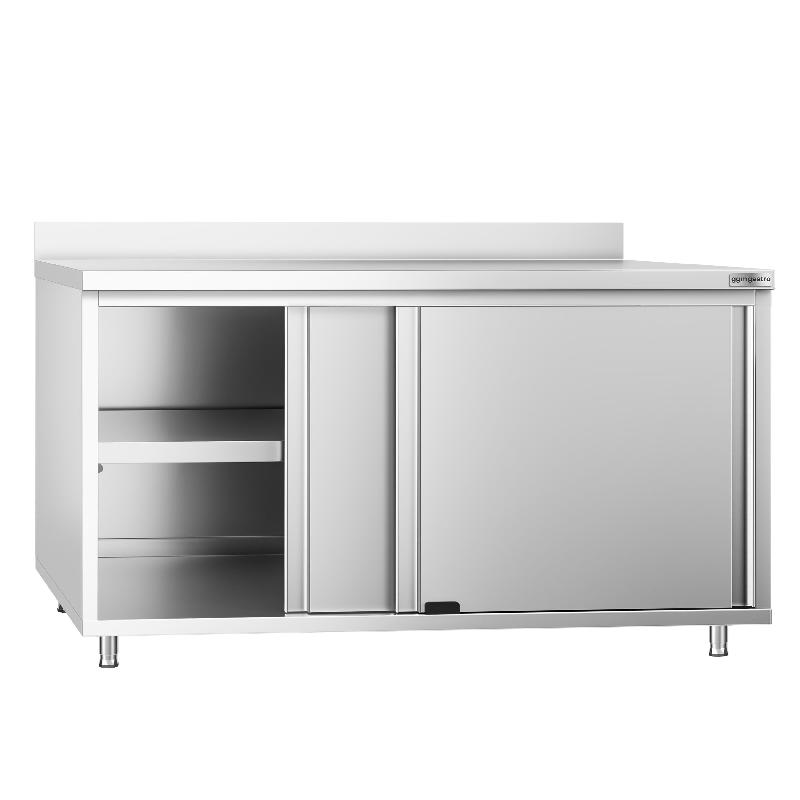 Meuble bas inox adossée P 700 mm avec portes - 1600_1