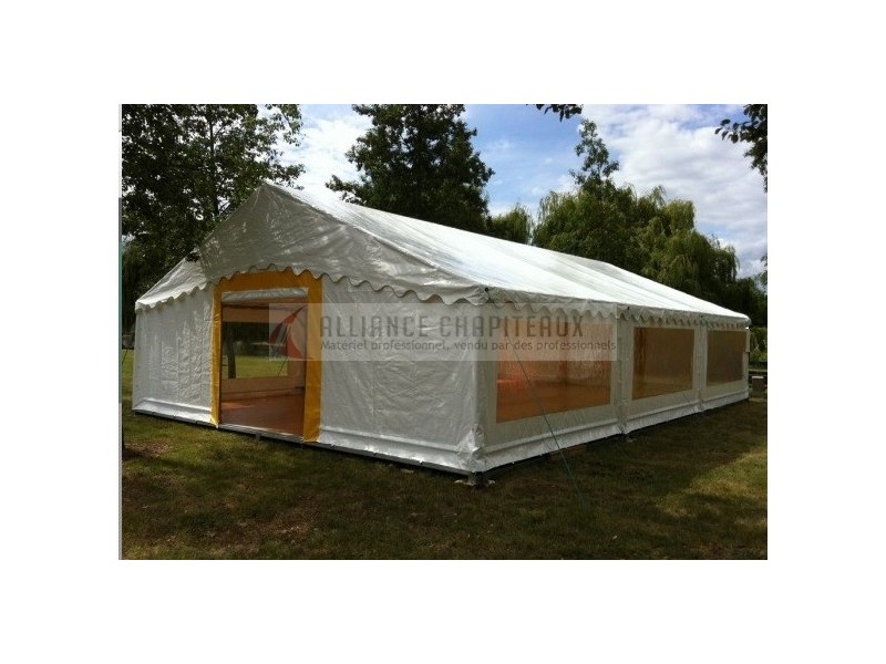 Tente de stockage fermée complète - structure fixe en acier galvanisé - couverture unie - ancrage au sol avec platine - dimensions 12 x 8 x 3.72 m_1