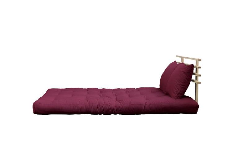 Canapé lit futon Shin Sano - Bordeaux et pin massif - Couchage 140x200 cm - Marque Karup_1