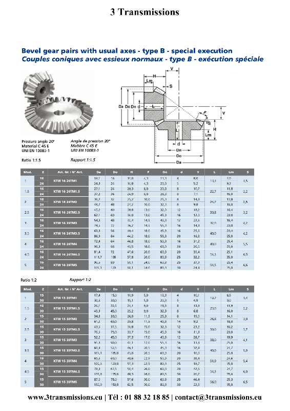 Engrenage couple conique rapport 1,5_1