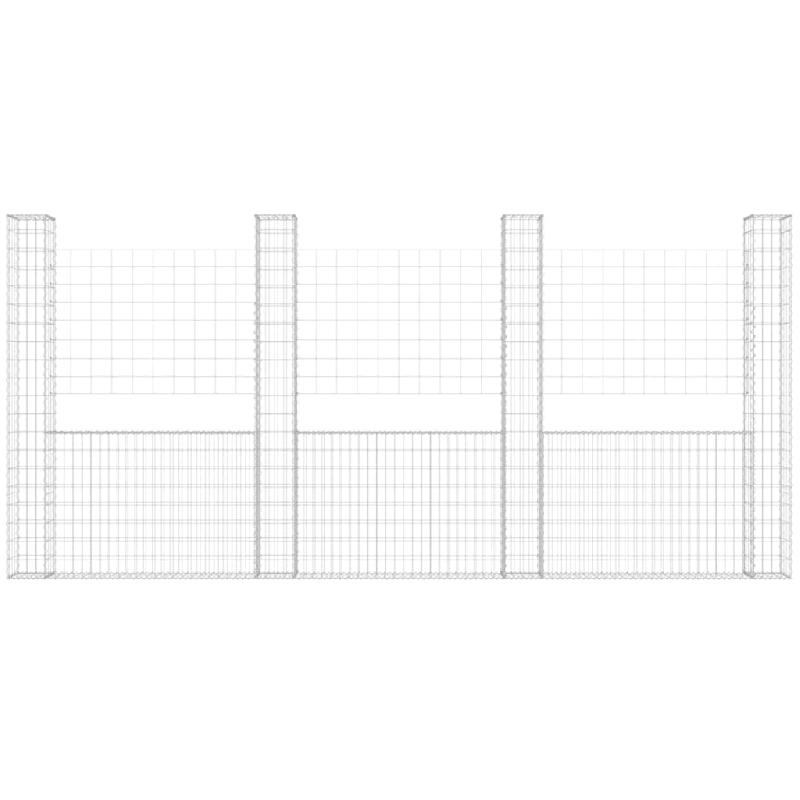 Vidaxl panier de gabion en forme de u avec 5 poteaux fer 500x20x200 cm 151292_1