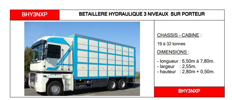Bhy3nxp - bétaillère  hydraulique - carrosserie guitton - 3 niveaux sur porteur_1