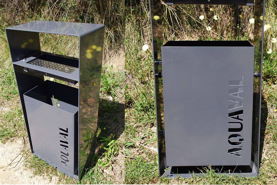 Cendrier corbeille rectangulaire - Frepat Urban Equipment - acier Corten ou galvanisé, finition oxydée ou thermolaquée_1