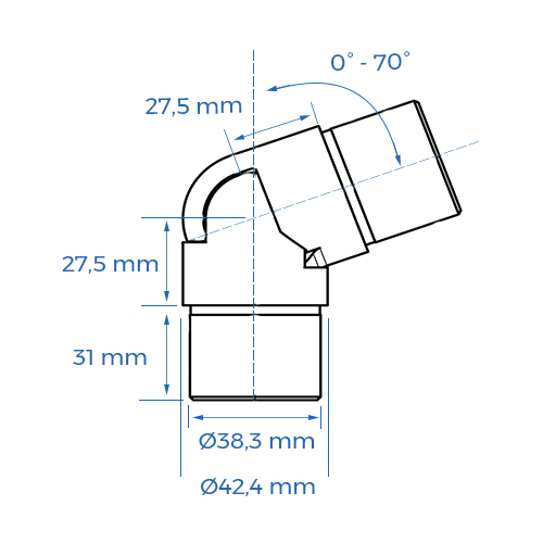 Coude inox articulé vis cachée - Ø42,4 mm_1