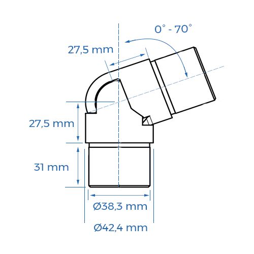 Coude inox articulé vis cachée - Ø42,4 mm_1