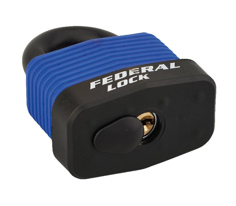 Cadenas à clé Bumper 54 mm bleu - Corps acier zingué gainé PVC - Anse acier cémenté - Marque Thirard_1