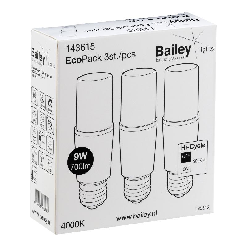 Ecopack 3pcs LED T37 E27 9W 4000K 230V-240V - Économique et écologique_1