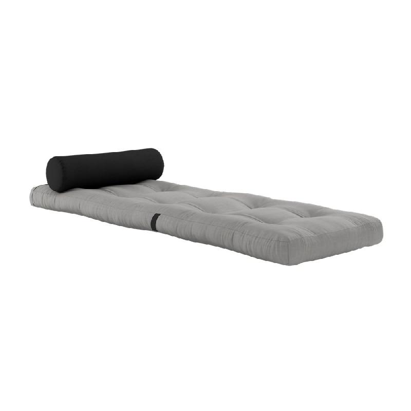 Fauteuil futon convertible WRAP - design japonais et scandinave - gris - matelas 70x200 cm_1