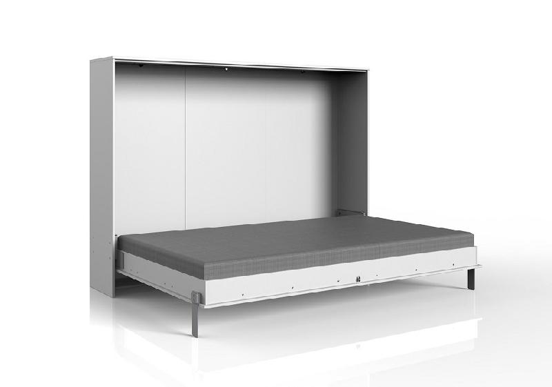 Lit escamotable horizontal Vanier - Blanc mat - Couchage 140 x 200 cm - Ouverture transversale - Sommier inclus_1