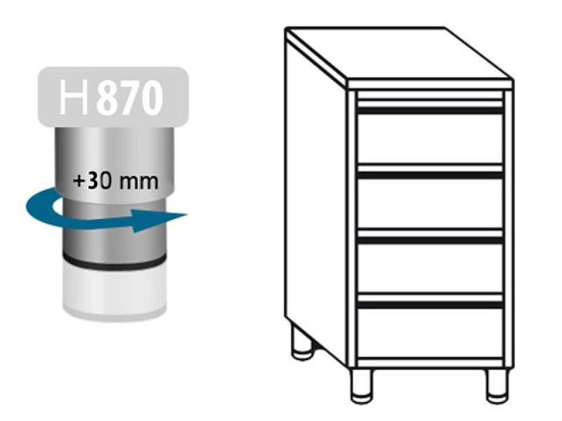 Meuble inox central 4 tiroirs profondeur 700 x 500 mm_1