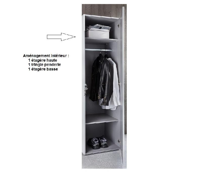 Colonne de rangement LUND - Chêne naturel - 45 x 54 cm - 1 porte, 2 étagères, tringle penderie_1