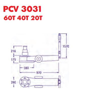 Cric hydropneumatique classique, 3 pistons 60t/40t/20t - pasquin - pcv 3031_1