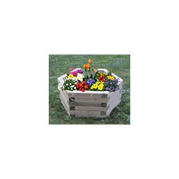 Jardinière hexagonale en bois - Pin du Nord rouge de Finlande - Ø 100 x H 40 cm - Traitement autoclave classe IV_1