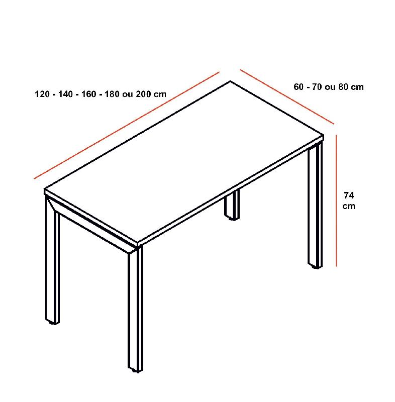 Bureau rectangulaire OGI U - MDD - Anthracite, Non, 200 x 80 cm_1