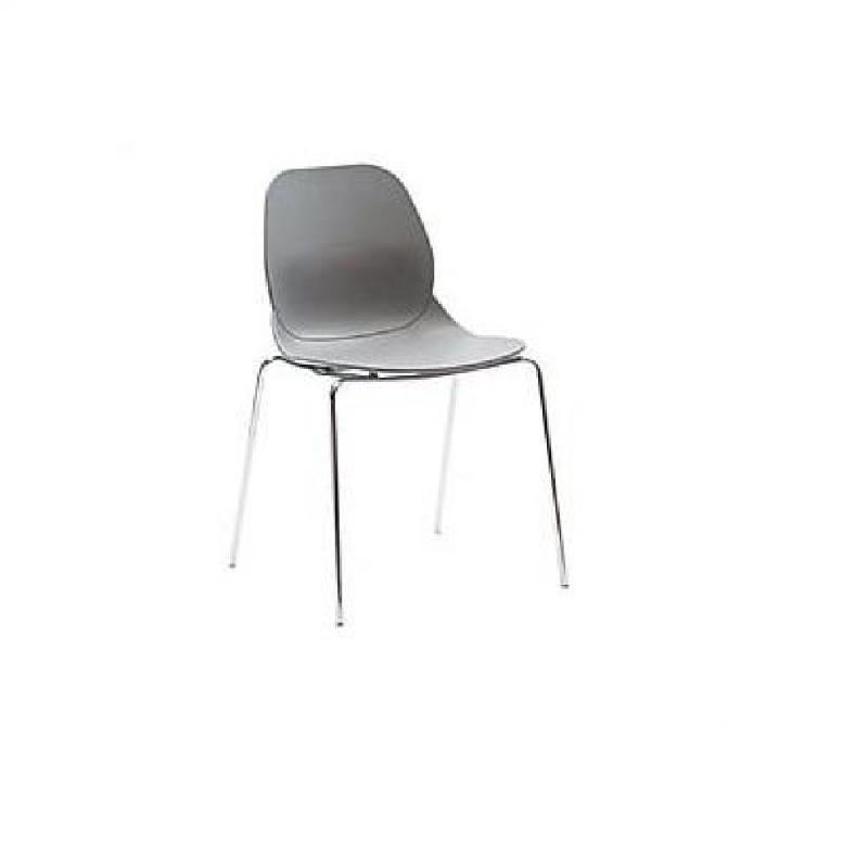 Lot de 4 chaises SHELL METAL design gris - assise polypropylène - piétement acier chromé_1