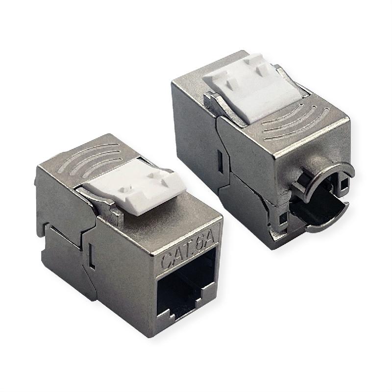 ROLINE Keystone Cat.6A (Classe EA), blindé, sans outil, SLIM, extra court, argent_1