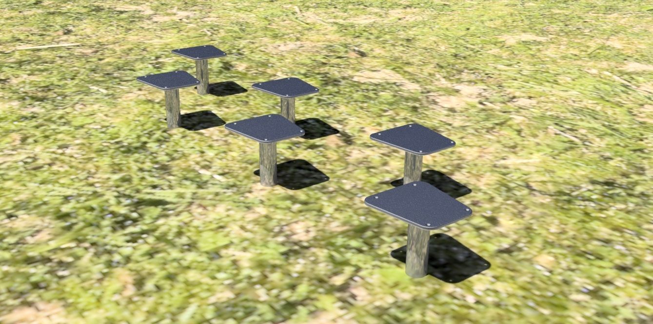 Station Pas Japonais - Référence PASJAP - 6 pas antidérapants en acier inoxydable pour parcours de santé_1