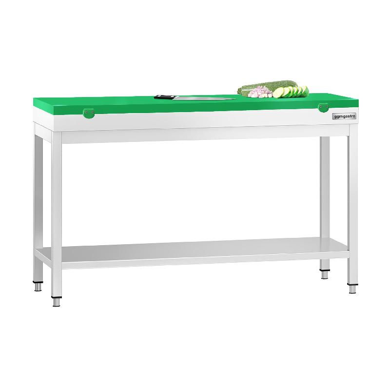 Table inox de découpe avec plan vert - Profondeur 600 mm | Ggm - 1400_1