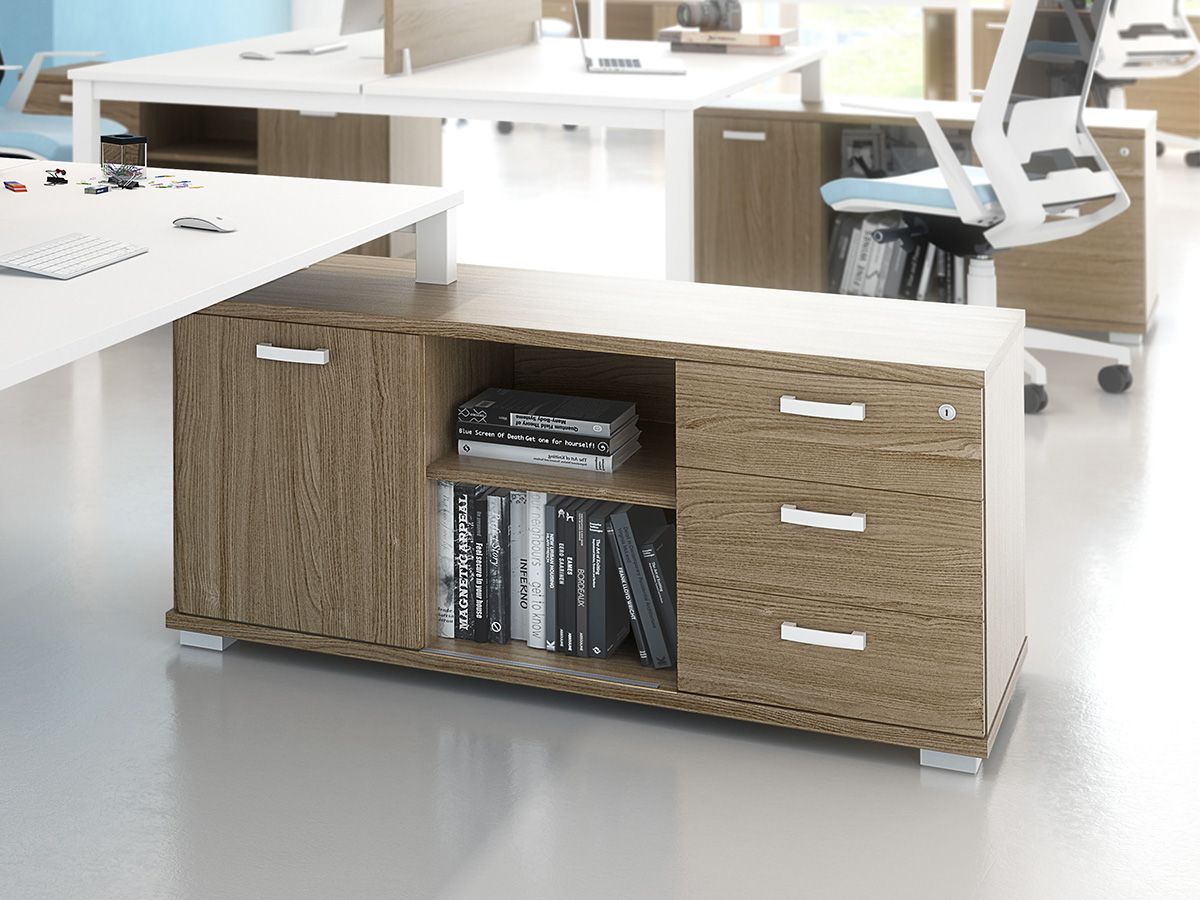 Bureau bench 2 personnes akka sur crédences avec cloisonnette_1