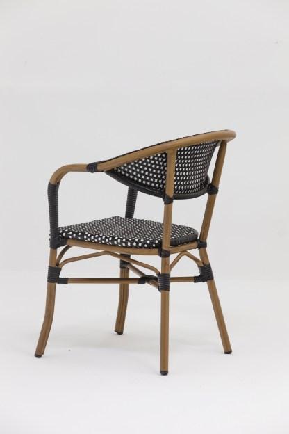 Fauteuil de terrasse Marcel - tressage noir et blanc - aluminium traité - empilable et léger_1